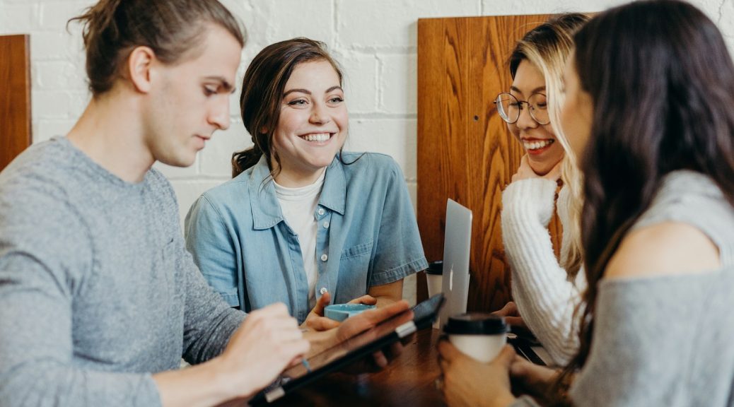 A group of friends at a coffee shop